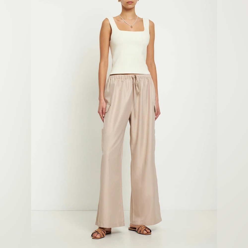 EUC REFORMATION Ethan Cargo Wide Leg Drawstring Pants S Beige Tan Worn Once